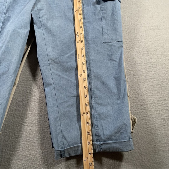 BUNDLE Chico's Lightweight Cropped/Cuffed Cargo Pants , Tag 2.  navy Lt Blue Tan - Picture 4 of 12